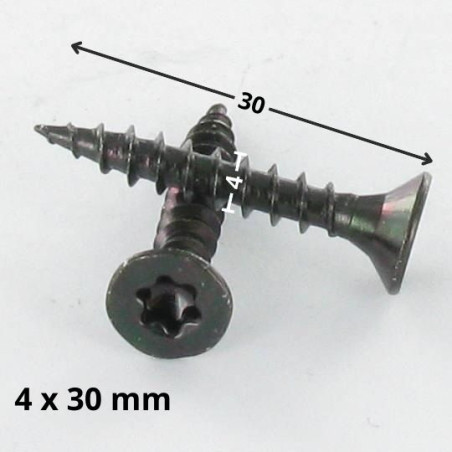 1 x Tornillo madera aglomerado cabeza fresada/testa svasat TORX T20 4X30 Acero cincado negro