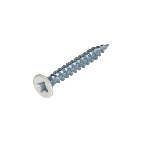 1 x Tornillo madera aglomerado cabeza fresada/testa svasat Pozi PZ4 4X30 roscado total Acero cincado blanco lacado blanco