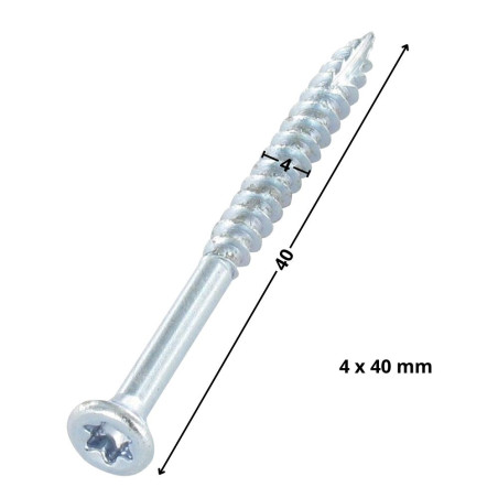 1 x Tornillos para madera TEKOR cabeza fresada/testa svasat dentado 4X40 roscado en 24 TORX T20 diámetro de cabeza: 7
