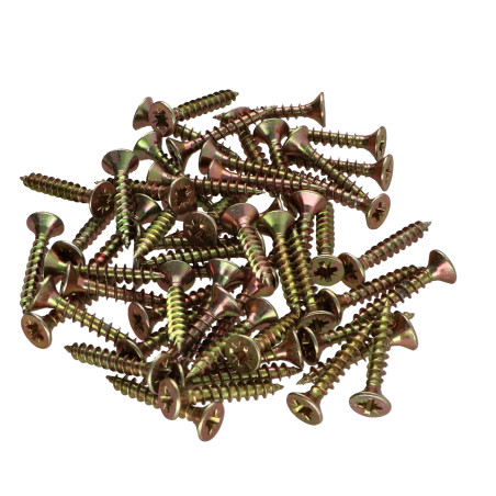 1 x Bolsa 56 Unidades Tornillo madera aglomerado cabeza fresada/testa svasat Pozi PZ4 4X25 roscado total Bicromato