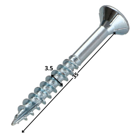 1 x Tornillos para madera TEKOR cabeza fresada/testa svasat dentado 3.5X35 roscado en 21 TORX T15 Acero cincado blanco cut