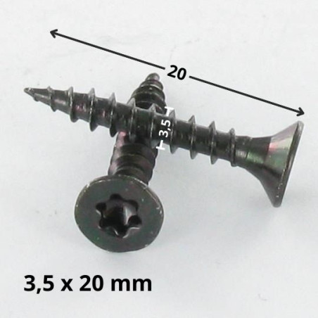 1 x Tornillo madera aglomerado cabeza fresada/testa svasat TORX T15 3.5X20 Acero cincado negro