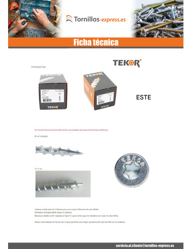 1 x Tornillos para madera TEKOR cabeza...
