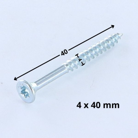 1 x Tornillo madera aglomerado cabeza fresada/testa svasat TORX T20 4X40 Acero cincado blanco