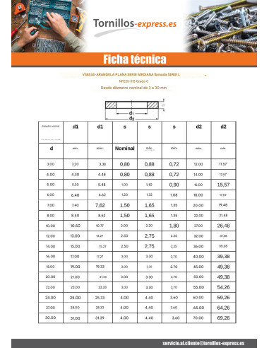 1 x Arandela plano M4X14X0.8 L Inoxidable A2