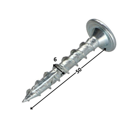 1 x Tornillos para madera TEKOR cabeza disco TORX T30 cut punta antihendidura tipo 17 6X50 roscado total Acero cincado