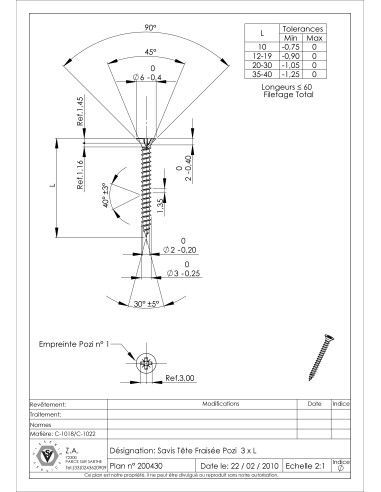 1 x Tornillo madera aglomerado cabeza...
