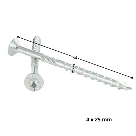 1 x Tornillo para marcos TEKOR cabeza fresada/testa svasat dentado TORX T20 4X25 roscado en 15 cut punta antihendidura
