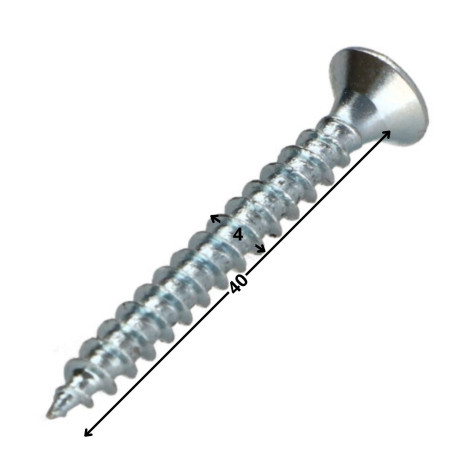 1 x Tornillo madera aglomerado cabeza fresada/testa svasat Pozi PZ4 4X40 roscado total Acero cincado blanco