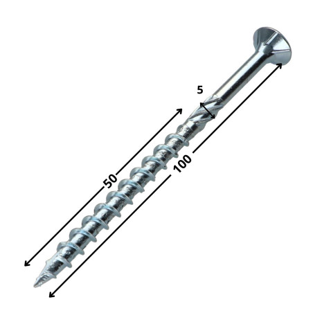 1 x Tornillo para marcos TEKOR cabeza fresada/testa svasat dentado TORX T25 5X100 roscado en 50 cut punta antihendidura