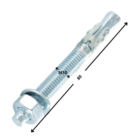 1 x Anclaje Anclaje M10X80 Acero cincado blanco
