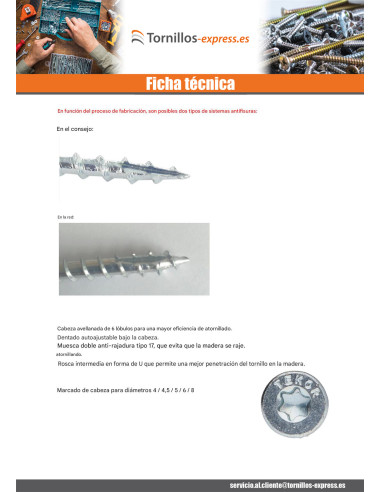 1 x Tornillo para marcos TEKOR cabeza...