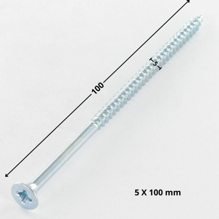 1 x Tornillo madera aglomerado cabeza fresada/testa svasat Pozi PZ4 5X100 roscado parcial Acero cincado blanco