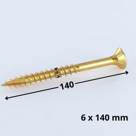 1 x Tornillos para madera TEKOR cabeza fresada/testa svasat dentado 6X140 roscado en 70 TORX T30 ZBCR3+ cut punta