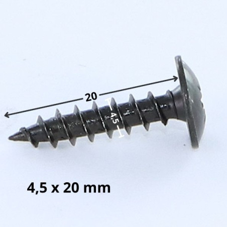 1 x Tornillo madera aglomerado poelier cabeza redonda ancha Pozi PZ4 4.5X20 Acero cincado negro