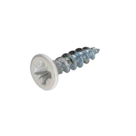 1 x Tornillo madera aglomerado cabeza fresada/testa svasat Pozi PZ4 3.5X15 roscado total Acero cincado blanco lacado