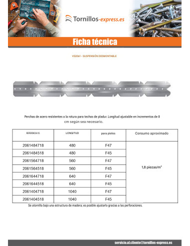 1 x Suspensión separable 480 para piel F45
