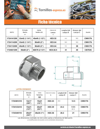 1 x Niple hexagonal reducido Figura 246 macho...