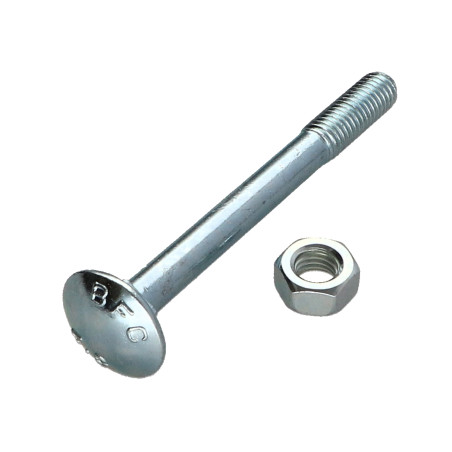 1 x Cabeza redonda cuello cuadrado M8X80 roscado en 22 roscado parcial Acero cincado blanco