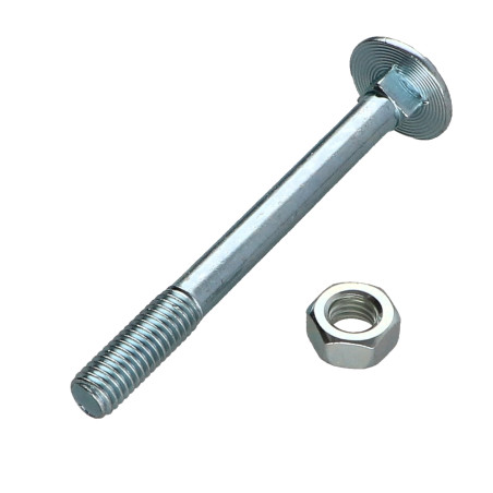 1 x Cabeza redonda cuello cuadrado M8X80 roscado en 22 roscado parcial Acero cincado blanco