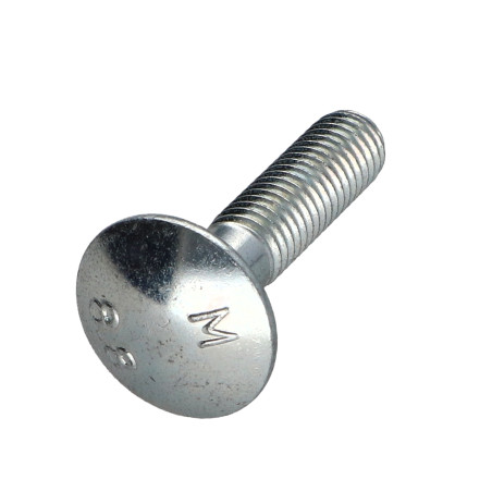 1 x Cabeza redonda cuello cuadrado M8X35 roscado parcial Clase 8.8 Acero cincado blanco