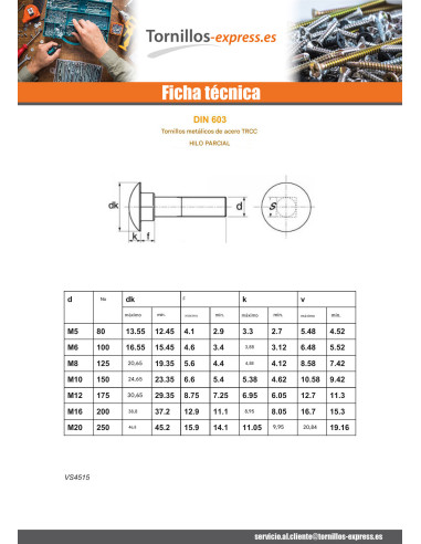 1 x Cabeza redonda cuello cuadrado M12X325...