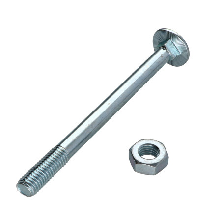 1 x Cabeza redonda cuello cuadrado M10X120 roscado parcial Clase 4.8 Acero cincado blanco