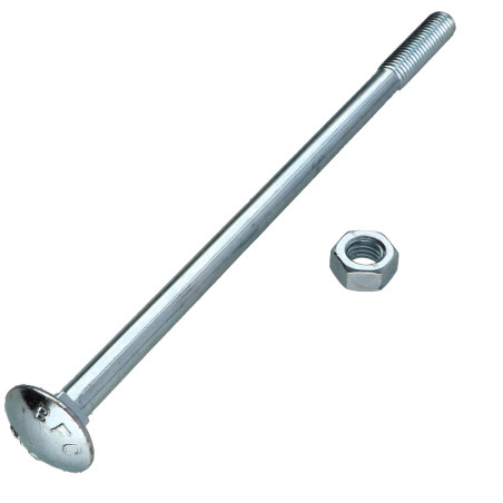1 x Cabeza redonda cuello cuadrado M8X160 roscado en 28 roscado parcial Acero cincado blanco