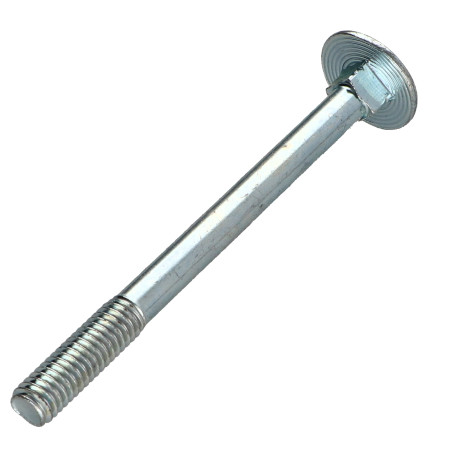 1 x Cabeza redonda cuello cuadrado M6X70 roscado parcial Acero cincado blanco