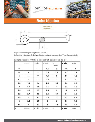 1 x Pasador ranura Bicromato 3.2X25