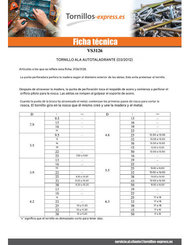 1 x Tornillo autoperforante cabeza...