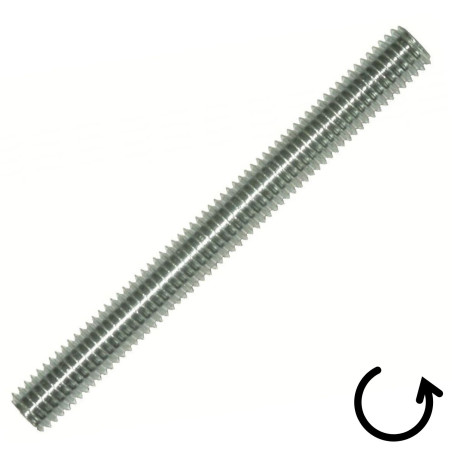 1 x Varilla roscada M27 longitud 1 metro paso izquierda Acero cincado blanco