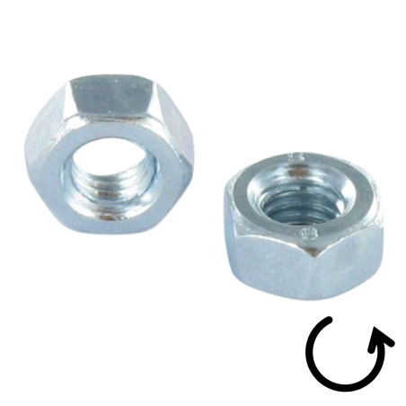 1 x Tuerca hexagonal M5 paso izquierda clase 8 Acero cincado blanco