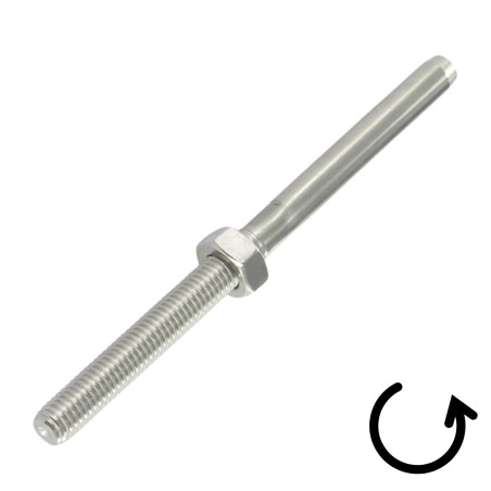 1 x Terminal tubular rosca interna paso izquierda Inoxidable A4 Cable 5 longitud total 130