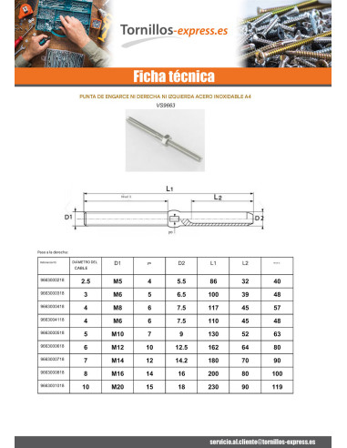 1 x Terminal tubular rosca interna paso recta...