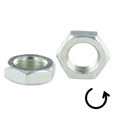1 x Tuerca hexagonal baja hm/contratuerca M30 paso izquierda Acero cincado blanco