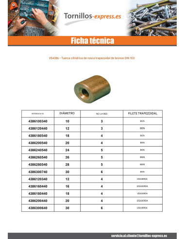 1 x Tuerca cilíndrico Varilla roscada...