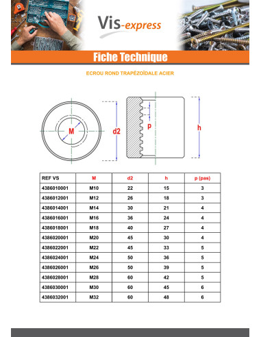 1 x Tuerca redondo cabeza redonda 12X3...