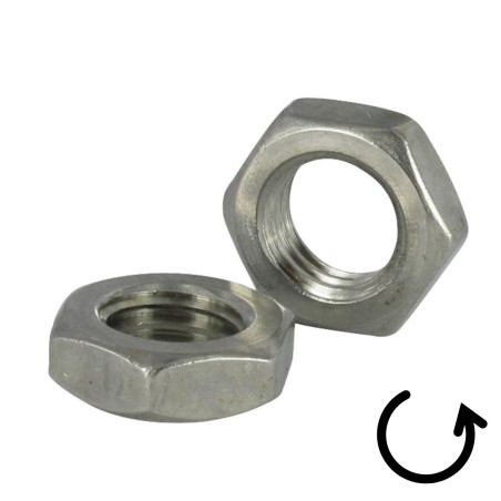1 x Tuerca hexagonal baja hm/contratuerca paso izquierda M10 Inoxidable A4