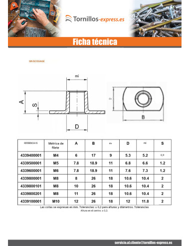1 x Tuerca cilíndrica para soldar jefe interno...