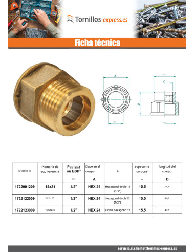 1 x Pezón hexagonal Figura 529 macho hembra...