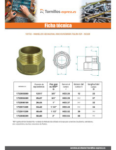 Pezón hexagonal Figura 529 macho hembra 50x60 (2") Latón 2