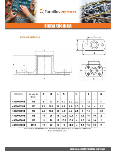 1 x Tuerca cilíndrica para soldar M5 19X11...