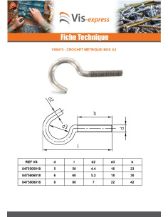 Gancho métrico Inoxidable A2 M8X80 2