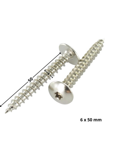 1 x Tornillo pernio 6X50 roscado parcial TORX...