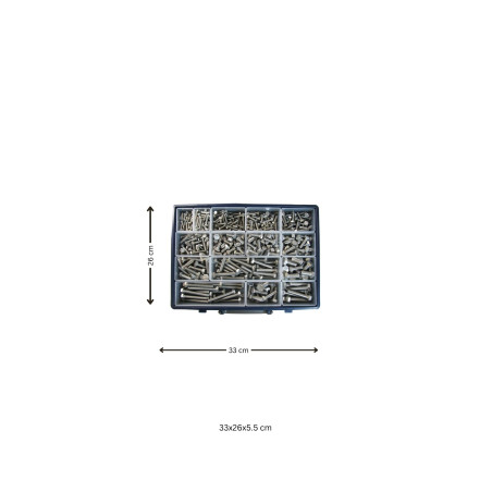 1 x Surtido de 570 Tornillo metales cabeza hexagonal roscado total Inoxidable A2