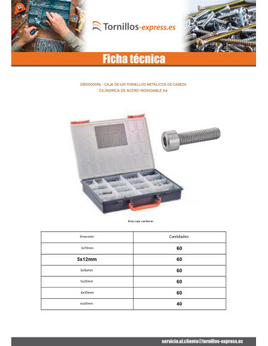 1 x Surtido de 620 Tornillo metales CHC BTR...
