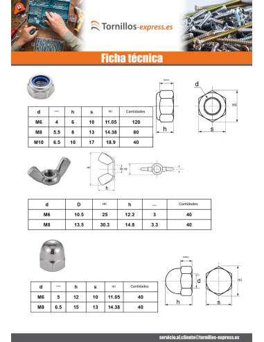 1 x Surtido de 1140 Tuerca Inoxidable A4