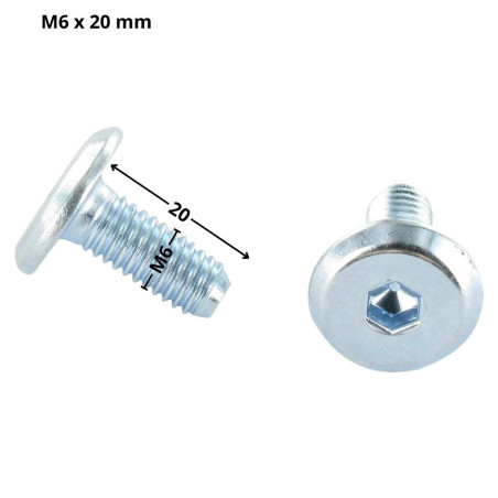 1 x Tornillo metales plano llave de 4 M6X20 Acero cincado blanco