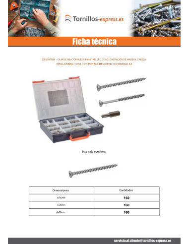 1 x Surtido de 1666 Tornillo madera aglomerado...